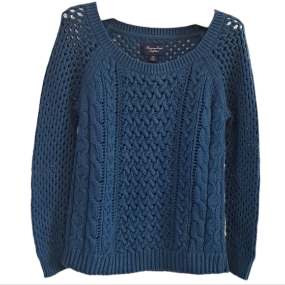 American Eagle‎  Open Knit Sweater  Teal Size Medium - Picture 1 of 7